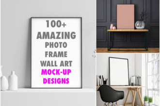 design realistic 3d photo frame product mock up