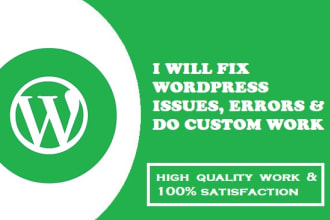 fix wordpress issues, errors or do wordpress custom work