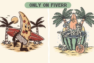 make best illustration in vintage and retro styles