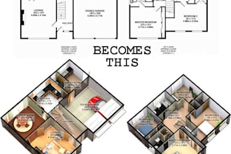 design a single floor from a floorplan in 3D with amazing renders
