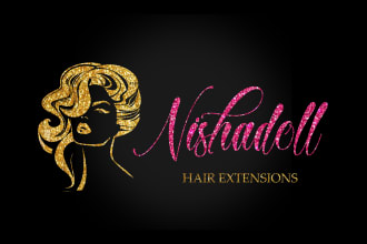do feminine glitter beauty hair extensions logo