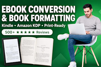 do ebook conversion and book formatting for kindle, KDP and print