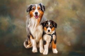 draw a pet potrait in digital oil painting
