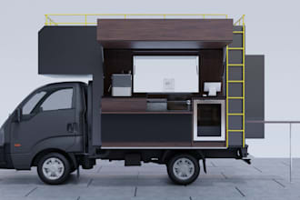 design an awesome 3d food truck or mall kiosk design