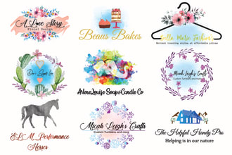 design hand drawn, feminine, floral watercolor logo design