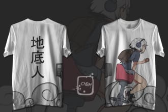 create a custom anime illustrated t shirt design