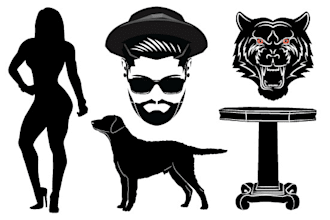 draw vector silhouette black and white