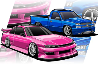 make detailed design car vector illustration in 3 days