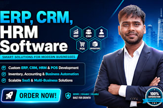 develop custom erp CRM hrm pos inventory and saas software