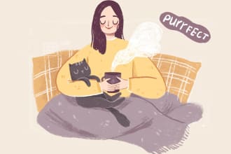 draw a cute illustration for a book, cover, website, brand
