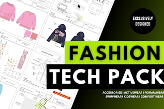 create tech packs and sketches for fashion design
