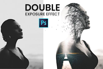 design creative double exposure portraits effect and photoshop editing