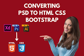 convert PSD, ai, or figma into HTML CSS bootstrap