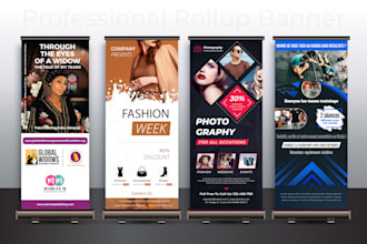 professional roll up or pull up banner design for events business and trade show