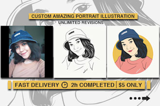 draw your photo into a minimalist portrait cartoon