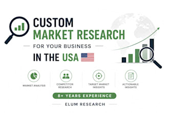 conduct custom research across USA markets, industries, competitors, customers