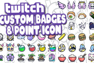 create cute twitch channel points subscriber and bit badges