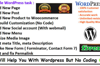 help you in wordpress but no coding , image optimization