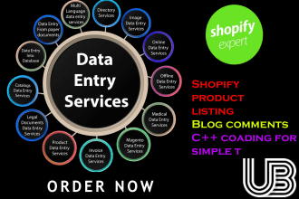 do data entry , shopify product list and blogs comments