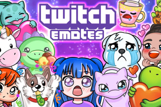 create cute kawaii twitch discord youtube or tiktok emotes badges