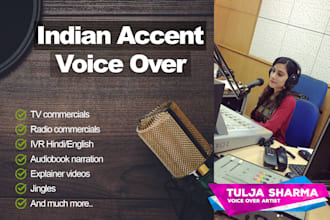 do a commercial ad voice over in english and hindi for you