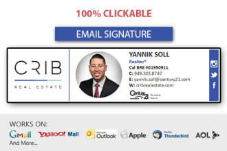create a professional clickable HTML email signature