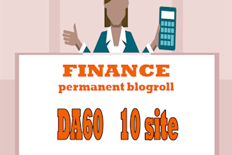 give you backlinks da60x10 site finance blogroll permanent