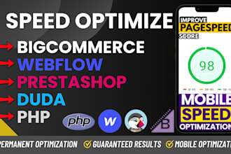 speed optimize bigcommerce webflow prestashop duda php website