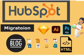 convert psd, xd, figma design to editable hubspot website, blog, landing page