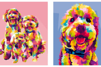 draw a photo of your pet in wpap pop art in less than 1 day