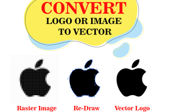 custom vectorize, convert to vector trace, redraw logo, designs, etc