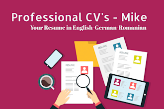 create your professional CV in german, english, or romanian with expert p
