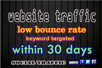 send low bounce rate traffic, website visitors, with keyword targeted