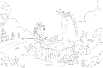 create children coloring pages illustration