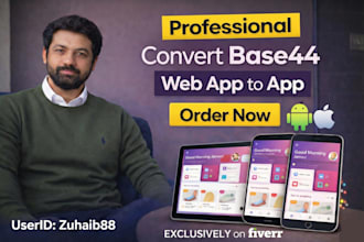 quickly convert your base44 web app or saas into android and ios app