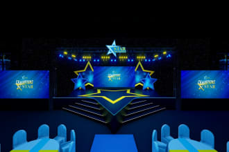 make 3d event, conference stage, concert, dance stage,