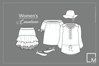 create flat sketches of garment and accessories