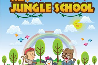 draw a children book illustration and cover