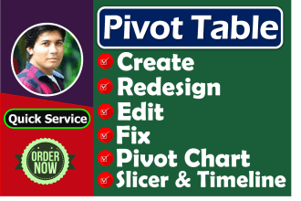create, edit, fix and redesign pivot table, graph and chart