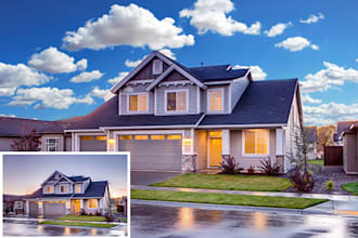 do sky replacement and realestate photo retouching