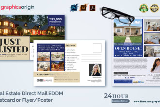 design luxurious real estate sales flyer or eddm postcard