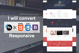 convert PSD to html, css, and responsive bootstrap