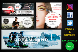 create elegant facebook and instagram covers,posts