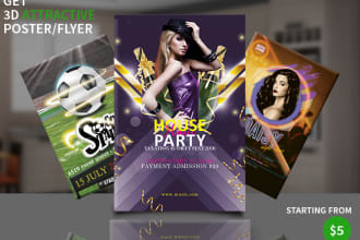 design 3d poster,flyer,invitation card like a pro