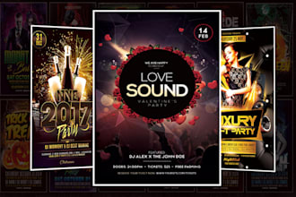 design party flyer, facebook cover, event posters