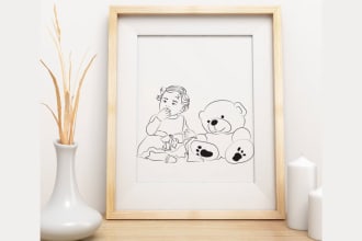 do professional vector line art and black and white drawing