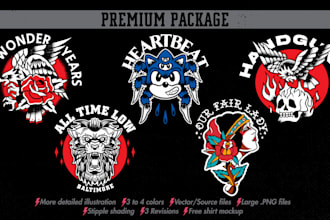design bold american traditional tattoo merch