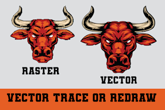 vector trace, redraw, raster to vector manually