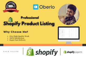 do shopify product listing and data entry