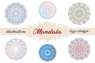 do hand drawn or geometric mandala logo design
